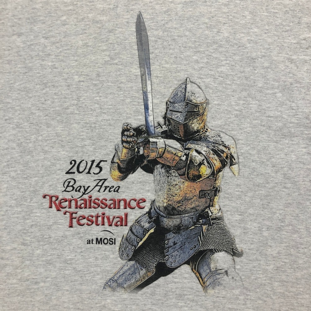 2015 Bay Area Renaissance‎ Festival T Shirt Knight MOSI Gray Adult Tee
